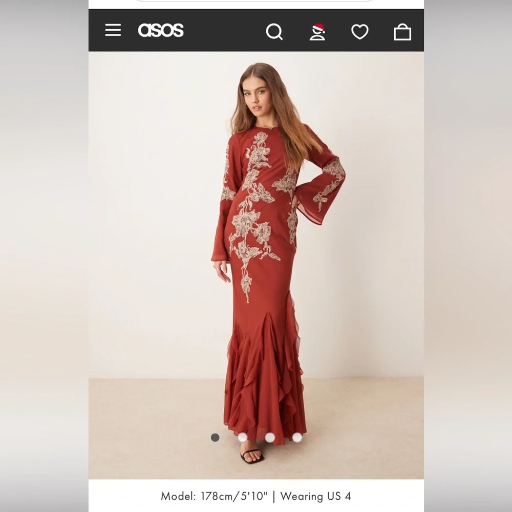 ASOS Ruffle Embellished Dresss - Picture 2 of 5